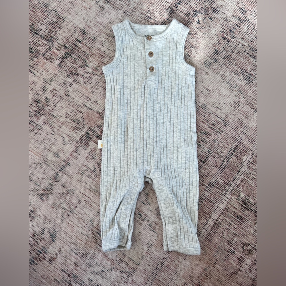 Carter's Gray Sleeveless One Piece Ribbed romper
